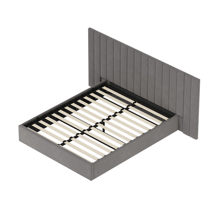 Adore Extra Wide Grey Velvet Fabric Gas Lift Bed | Soft Touch Velvet  Luxury 2 in 1 Storage Bed Frame