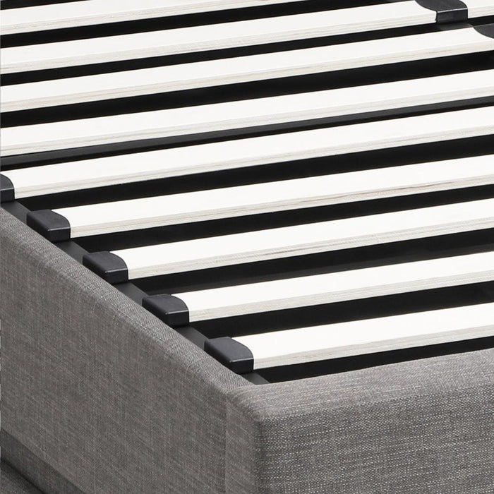 Aria Supreme Luxe Grey Fabric LED Bed Frame | Modern Soft Touch Fabric Gas Lift Storage Bed