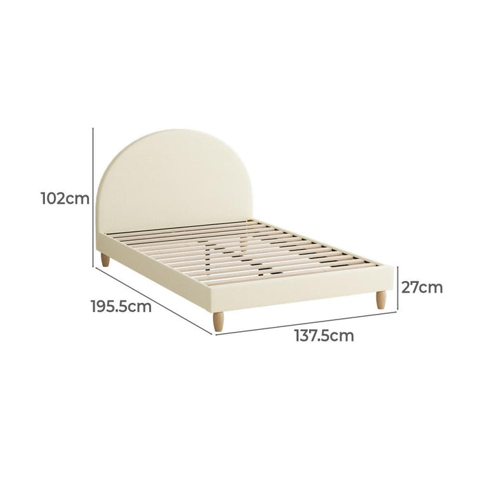 Teddy Millie Beige Fabric Round Bed | Arched Cushioned Touch Beige Upholstered Premium Fabric Bed Frame