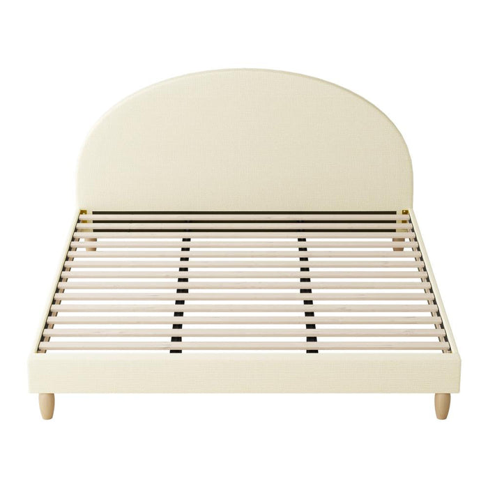 Teddy Millie Beige Fabric Round Bed | Arched Cushioned Touch Beige Upholstered Premium Fabric Bed Frame