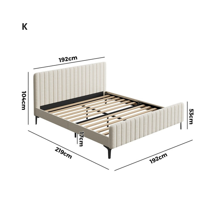Luxore Velvet Touch Venezia Bed Frame | Modern Premium Soft Plush Beige Velvet Bed