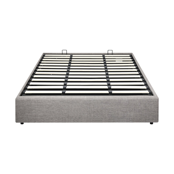 Premium Milano Grey Fabric Platform Bed Base | Two in One Gas Lift Storage Bed Base No Headboard