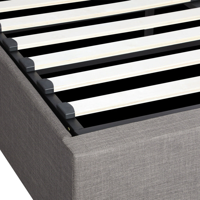 Premium Milano Grey Fabric Platform Bed Base | Two in One Gas Lift Storage Bed Base No Headboard