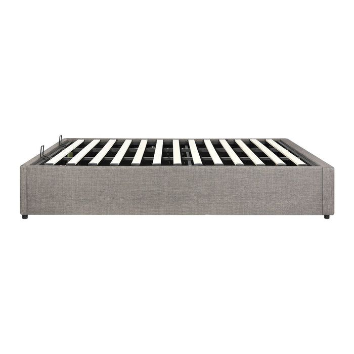 Premium Milano Grey Fabric Platform Bed Base | Two in One Gas Lift Storage Bed Base No Headboard