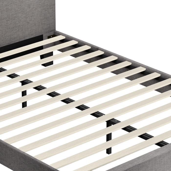 Areno Premium Fabric Slimline Modern Bed | Modern Cushioned Touch Grey Upholstered Bed Frame