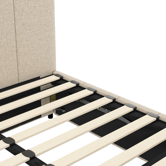 Premium Milano Beige Soft Fabric Gas Lift Storage Bed | Two In One Bed and Storage Combo Bed Frame