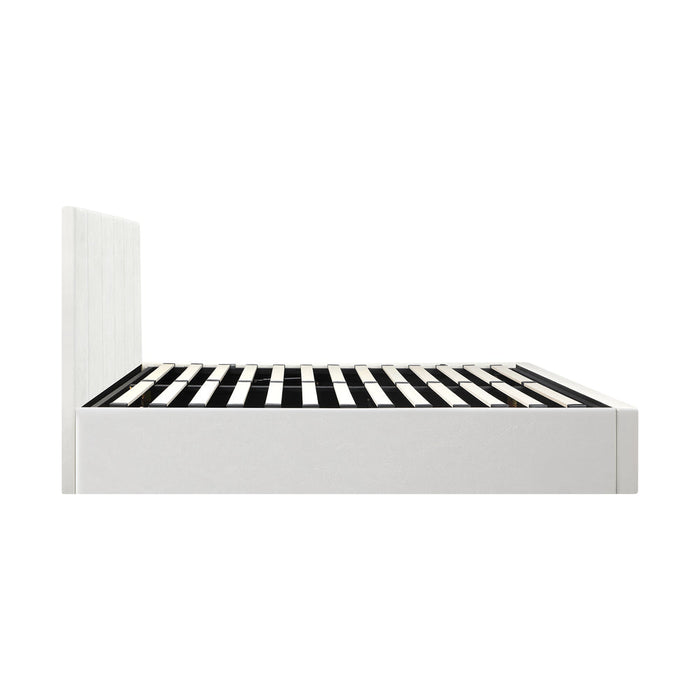 Premium Allure White PU Leather Gas Lift Storage Bed | Two In One Bed and Storage Combo Modern Design