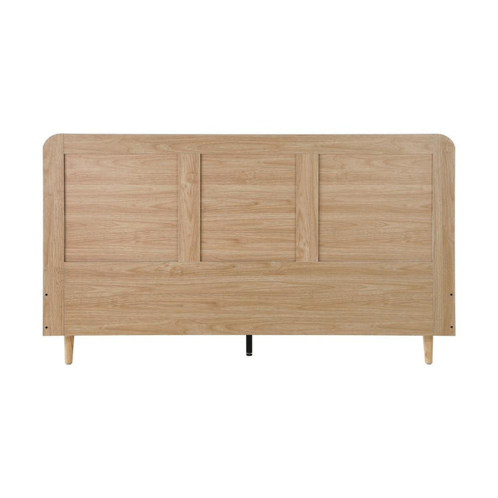 Abruzzi Genuine Rattan Wooden Bed | Modern Elegant Wooden Bed Frame Rattan Headboard