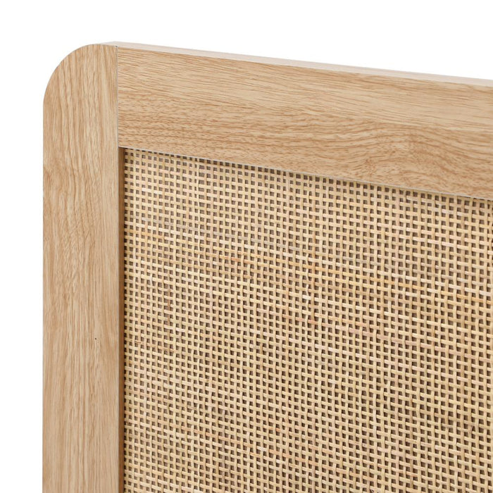 Abruzzi Genuine Rattan Wooden Bed | Modern Elegant Wooden Bed Frame Rattan Headboard