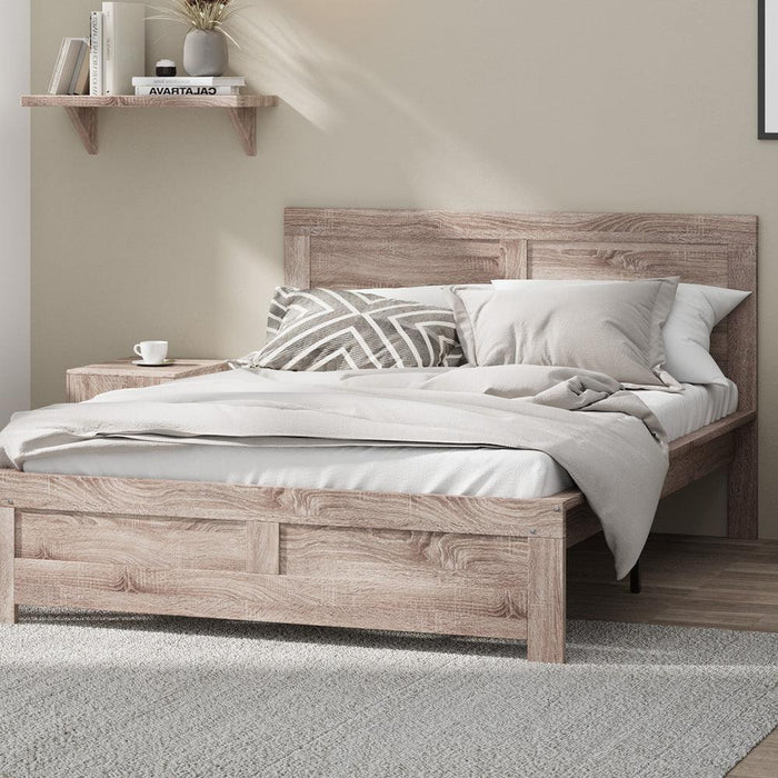 Aspire Luxe Light Oak Woodgrain Timber Bed | Easy Assembly Quality Woodgrain Bed Frame