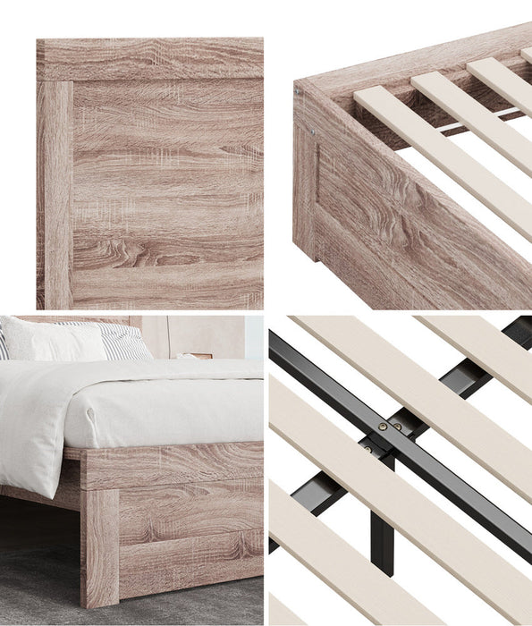 Aspire Luxe Light Oak Woodgrain Timber Bed | Easy Assembly Quality Woodgrain Bed Frame