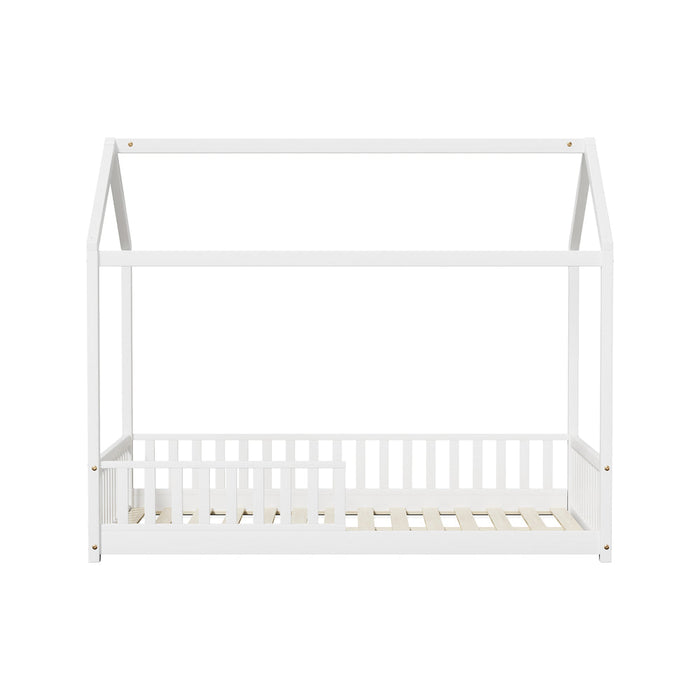 Scandi Wooden Kids House in Double Size | Novelty Kids Beds | White Wooden Childrens Bed
