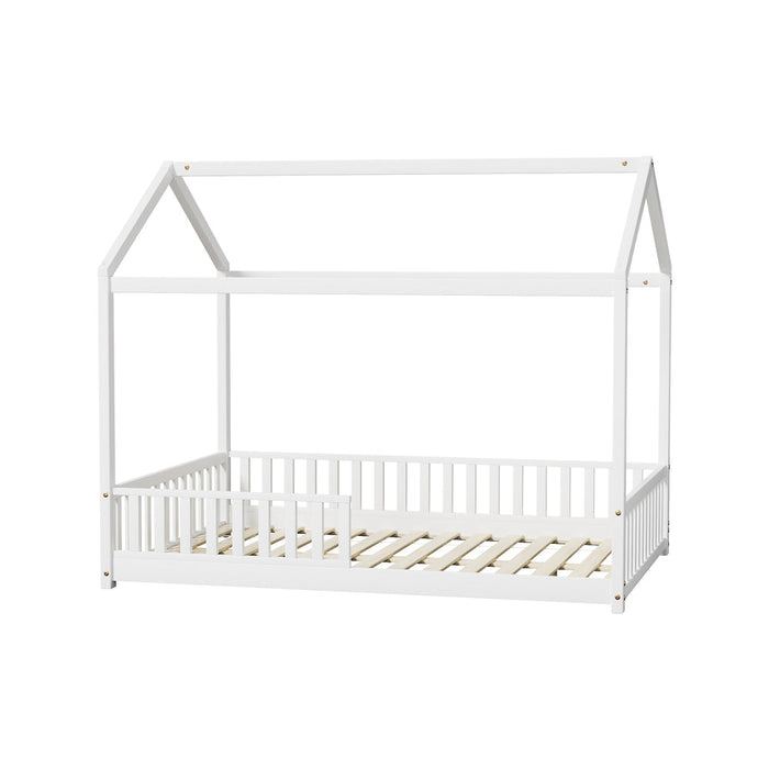 Scandi Wooden Kids House in Double Size | Novelty Kids Beds | White Wooden Childrens Bed