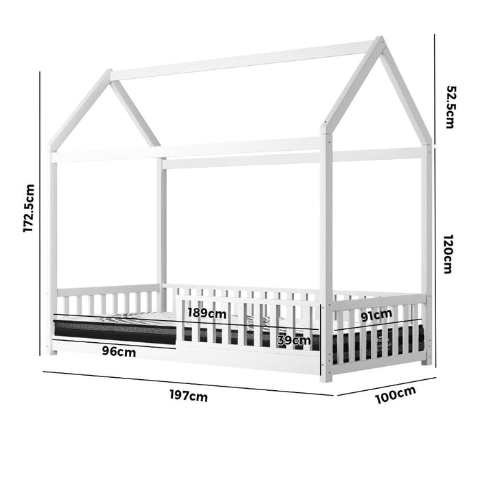 Scandi Wooden Kids House or Teepee Bed with Mattress Set | Children's Bed and Mattress Combo