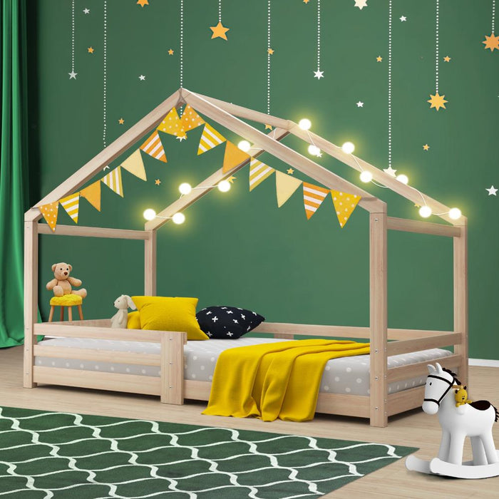 Scandi Wooden Kids House or Teepee Bed in Single Size | Novelty Kids Beds | Wooden Childrens Beds