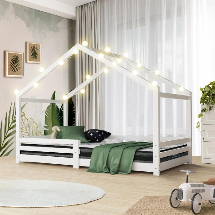 Scandi Wooden Kids House or Teepee Bed with Mattress Set | Children's Bed and Mattress Combo