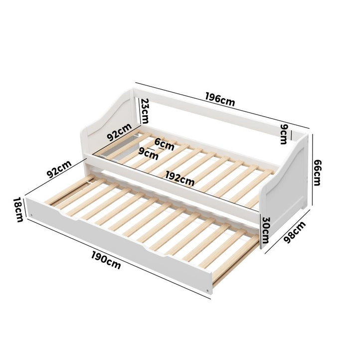 Reggio Kids Trundle Bed | Kids Two in One Daybed Single Size and Single Trundle