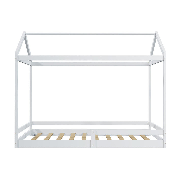 Juno Double Size Wooden NZ Pine Kids House Bed with Fence | Kids House Style Double Bed Frame