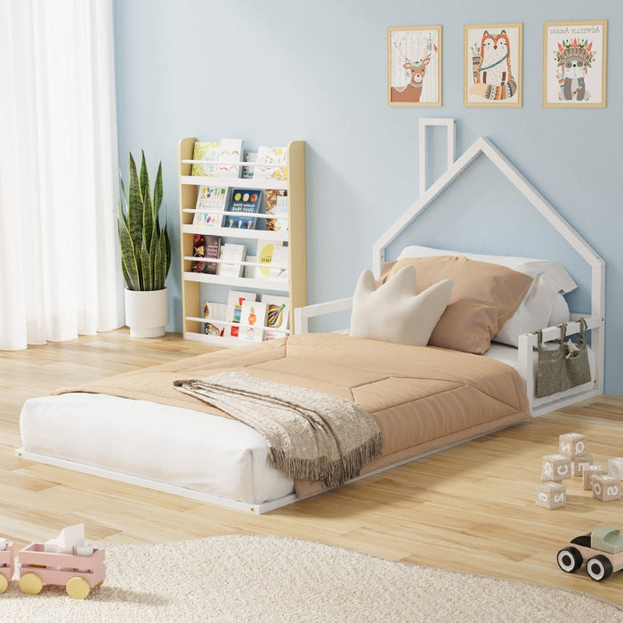 Reggio Luxe Premium Kids Chimney Floor Bed | King Single Size Childrens Wooden Low Profile Floor Bed
