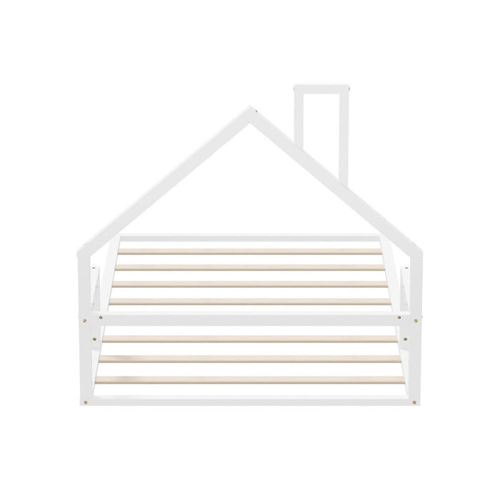 Reggio Luxe Premium Kids Chimney Floor Bed | King Single Size Childrens Wooden Low Profile Floor Bed