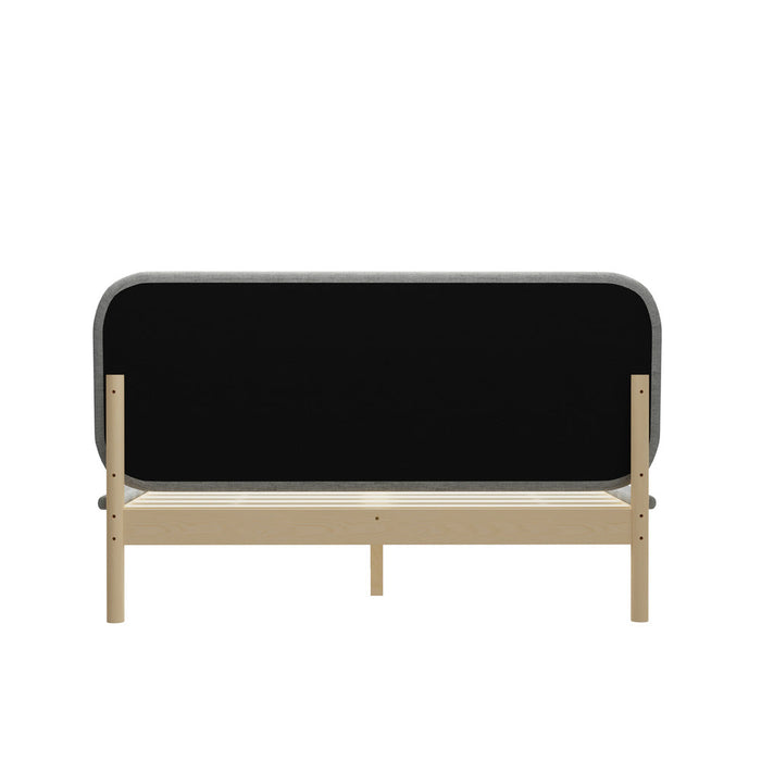 Norsa Soft Padded Fabric Platform Bed  | Modern Linear Strong Wooden Bed Frame