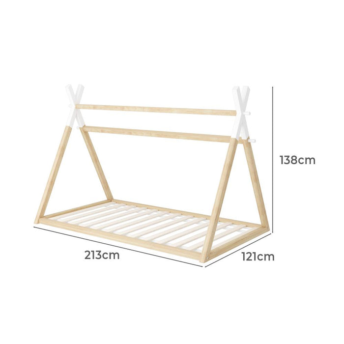 Scandi Wooden Kids House or Teepee Bed in Single Size | Novelty Kids Beds | Wooden Childrens Beds
