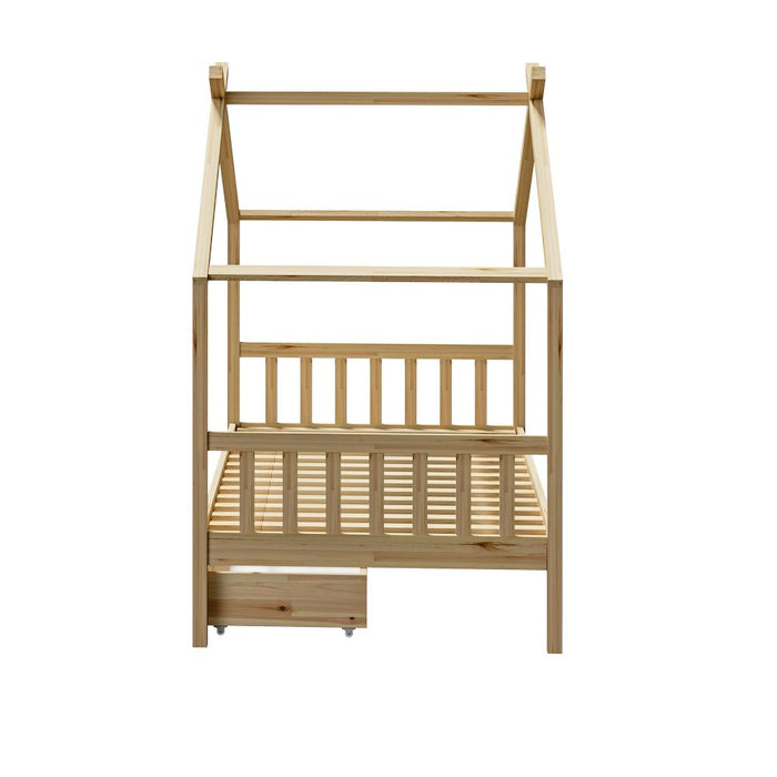 Scandi Luxe Premium Kids Timber House Bed with Drawers | Funzee Kids House Style Storage Bed Frame