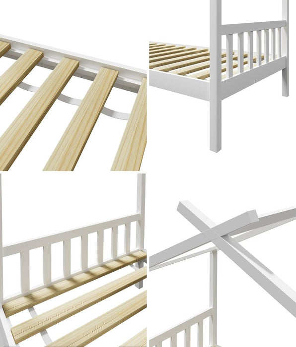 Scandi Luxe Premium Kids Timber House Bed | Funzee Kids House Style Bed Frame in Single