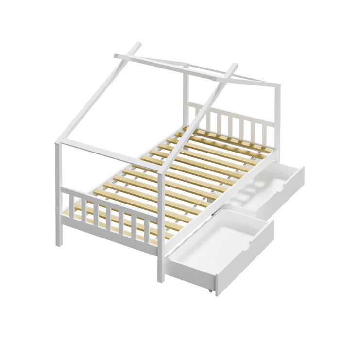 Scandi Luxe Premium Kids Timber House Bed with Drawers | Funzee Kids House Style Storage Bed Frame