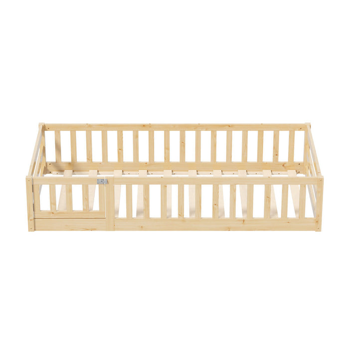 Reggio Luxe Premium Kids Timber Guard Bed | Single Size Childrens Wooden Gate Guard Bed