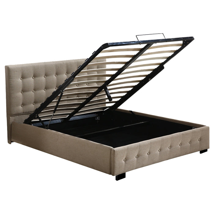 Premium Milleni Tuffted Headboard Fabric Gas Lift Storage Bed | Two In One Bed and Storage Combo