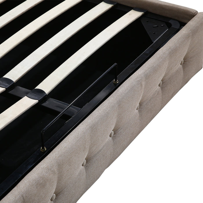 Premium Milleni Tuffted Headboard Fabric Gas Lift Storage Bed | Two In One Bed and Storage Combo