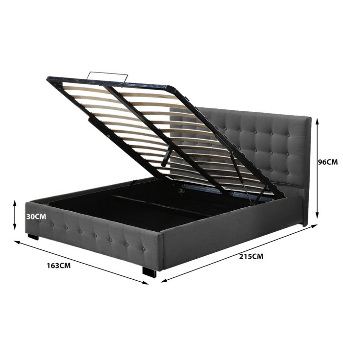 Premium Milleni Tuffted Headboard Fabric Gas Lift Storage Bed | Two In One Bed and Storage Combo