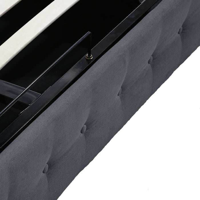 Premium Milleni Tuffted Headboard Fabric Gas Lift Storage Bed | Two In One Bed and Storage Combo