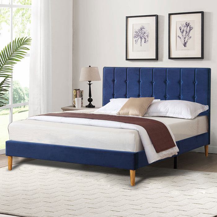 Polizano Velvet Touch Tuffted Modern Bed Frame | Luxury Premium Soft Plush Velvet Bed