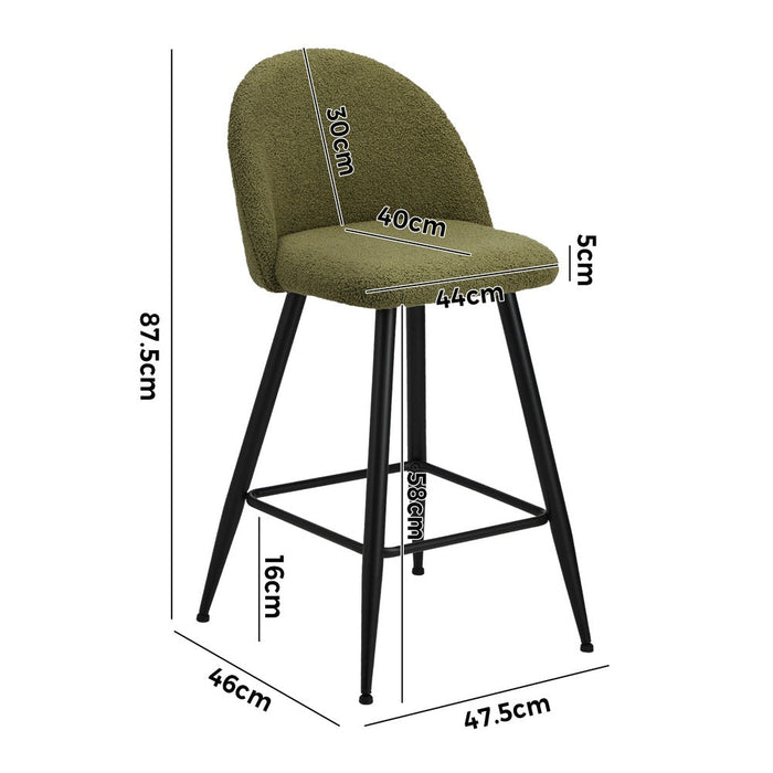 Set of Two Capri Boucle Fabric High Back Barstools | Stylish Modern Boucle Barstools Set