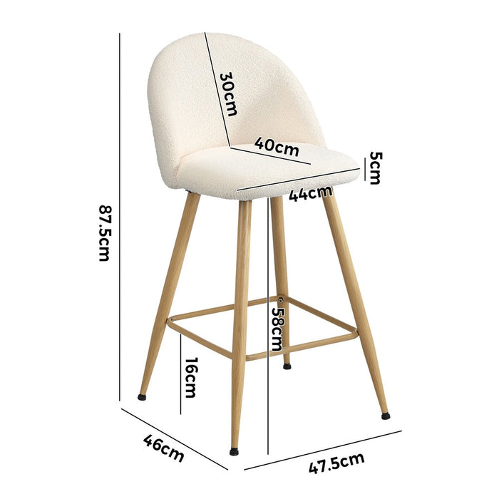 Set of Two Capri Boucle Fabric High Back Barstools | Stylish Modern Boucle Barstools Set