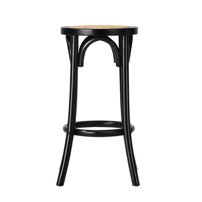 Set of Two Eros Vintage Wooden Rattan Barstools | Stylish Retro Wooden Barstools Set