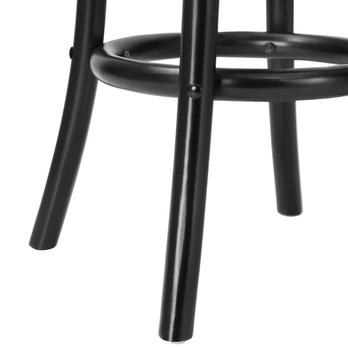 Set of Two Eros Vintage Wooden Rattan Barstools | Stylish Retro Wooden Barstools Set
