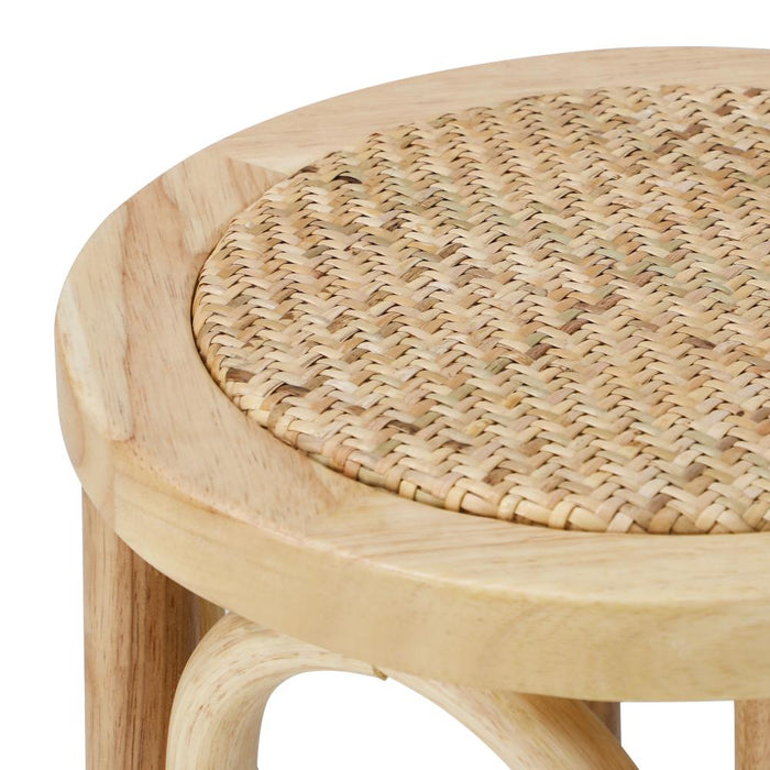 Set of Two Eros Vintage Wooden Rattan Barstools | Stylish Retro Wooden Barstools Set