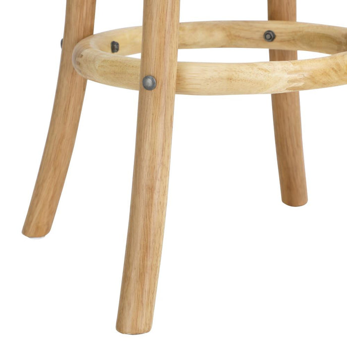 Set of Two Eros Vintage Wooden Rattan Barstools | Stylish Retro Wooden Barstools Set
