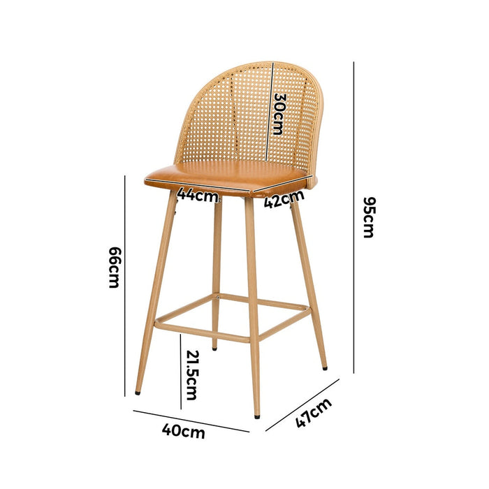 Set of Two Centrum Rattan High Back Barstool Set | Beautiful 95cm Modern Retro Kitchen Barstools