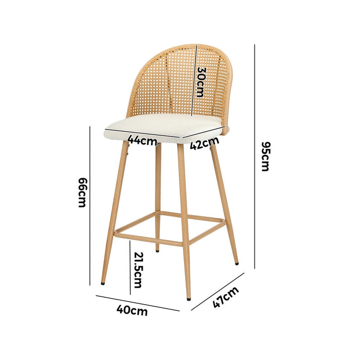 Set of Two Centrum Rattan High Back Barstool Set | Beautiful 95cm Modern Retro Kitchen Barstools