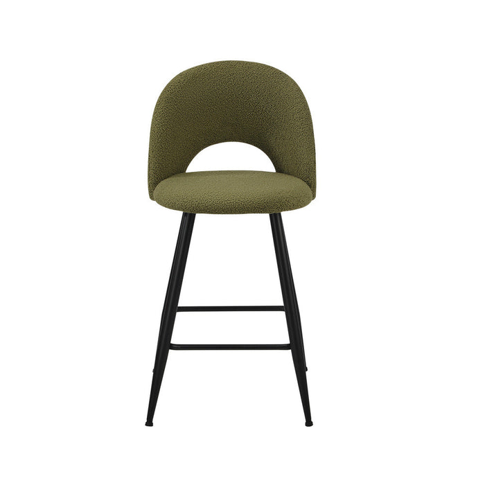 Set of Two Romana Boucle Fabric High Back Barstools | Stylish Modern Boucle Barstools Set