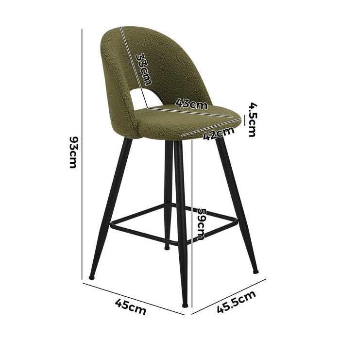 Set of Two Romana Boucle Fabric High Back Barstools | Stylish Modern Boucle Barstools Set