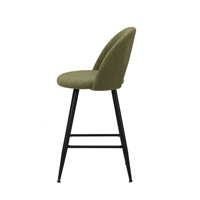 Set of Two Romana Boucle Fabric High Back Barstools | Stylish Modern Boucle Barstools Set