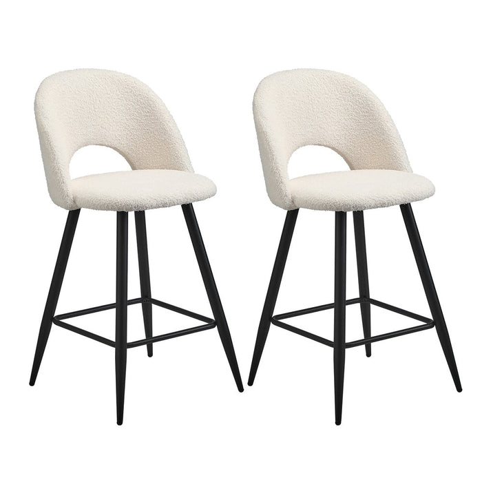 Set of Two Romana Boucle Fabric High Back Barstools | Stylish Modern Boucle Barstools Set