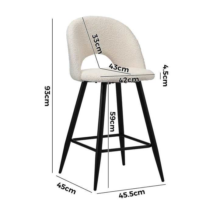 Set of Two Romana Boucle Fabric High Back Barstools | Stylish Modern Boucle Barstools Set