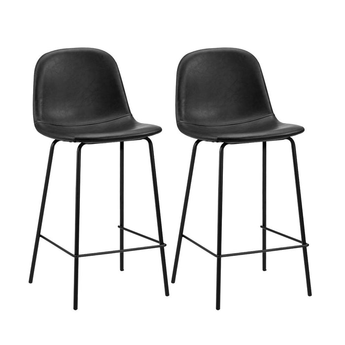 Romagna Luxe Countour Barstool Set 92cm High | Premium PU Leather and Steel Kitchen Barstools