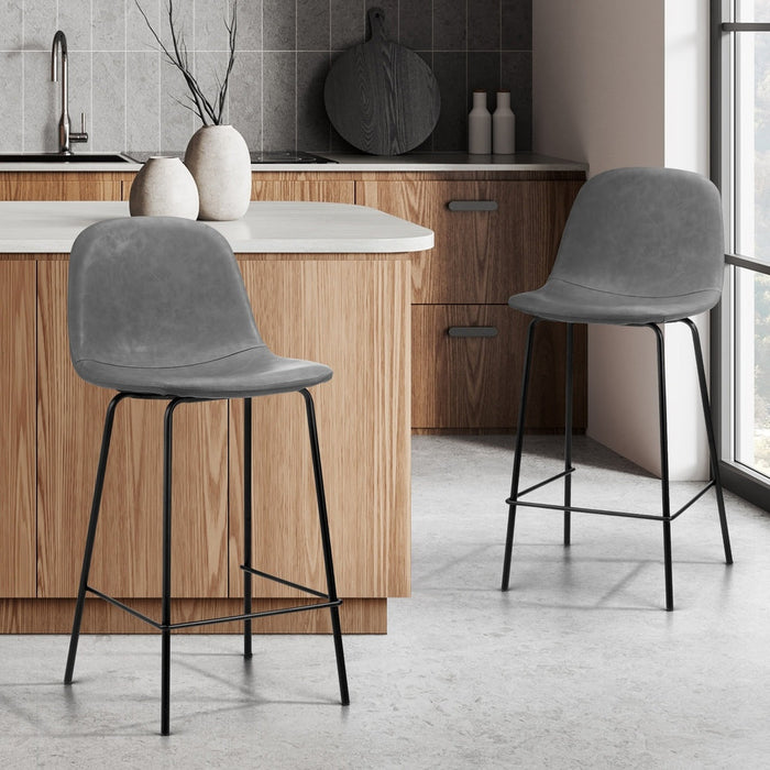 Romagna Luxe Countour Barstool Set 92cm High | Premium PU Leather and Steel Kitchen Barstools
